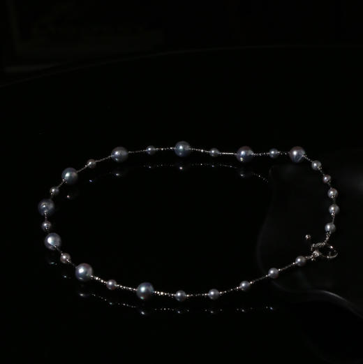 爆闪 满天星 高阶版 4-9mm 日本进口akoya海水珍珠真多麻色 纯银镀铑金高端配件 商品图2