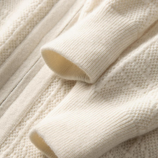 翻领条纹~山羊绒撞色条纹双拉链半高领羊绒针织开衫R260587 商品图3