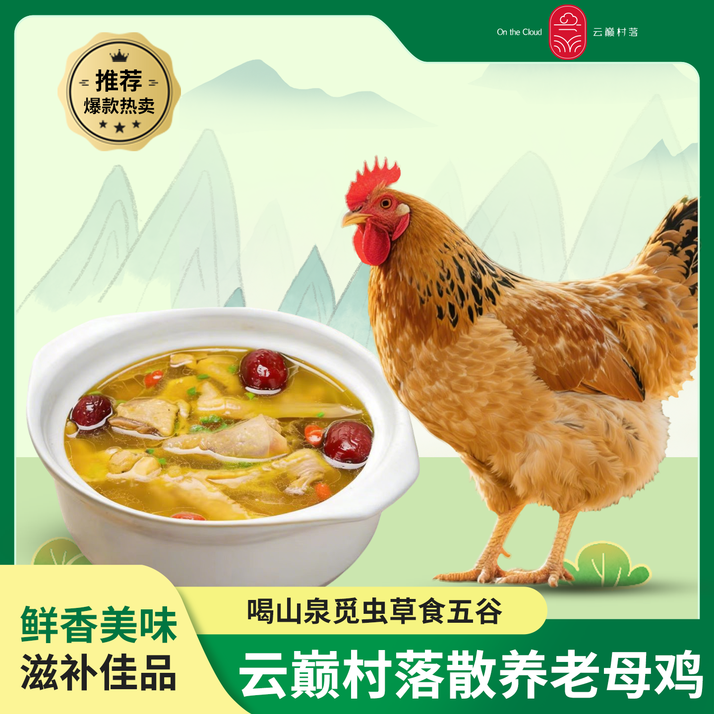 云巅村落散养竹香老母鸡（鲜香）