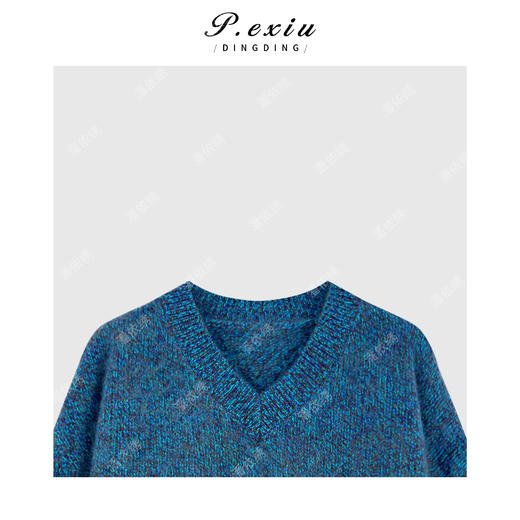 04-2潘依绣丁丁宠粉100%绵羊毛花纱混纺软糯V领长袖针织上衣KY2598 商品图2