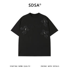 SDSA男装2026新款轻奢潮牌十字架刺绣字母设计圆领短袖T恤百搭