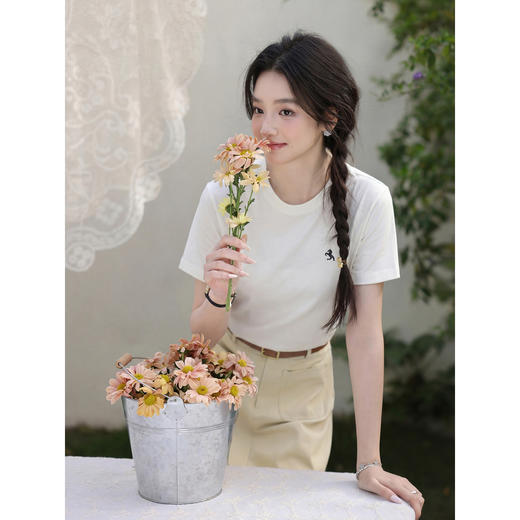 鹿向南【0407/00:00新品前1小时7折限100件】78%莱赛尔19%羊毛T恤 商品图0