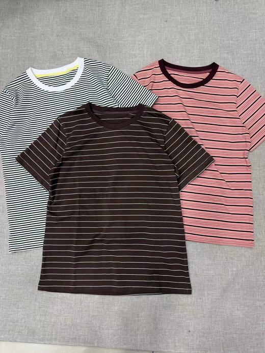 F040509夏季新款复古撞色条纹棉质圆领休闲短袖T恤 商品图0