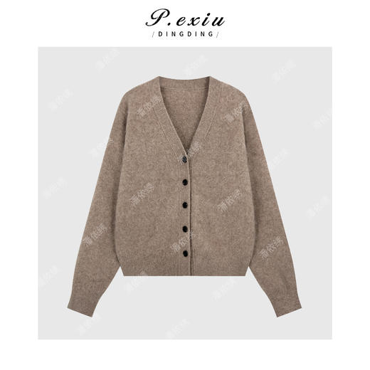 04-2潘依绣丁丁宠粉 100%绵羊毛软糯百搭显瘦V领长袖针织开衫Q30214 商品图1