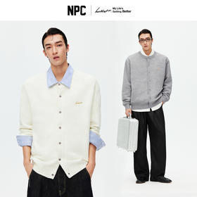 NPC潮牌金线刺绣小logo单排扣圆领针织外套仿贝壳扣合身NP5CSW20