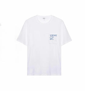 LOE-T 渐变刺绣口袋白T恤