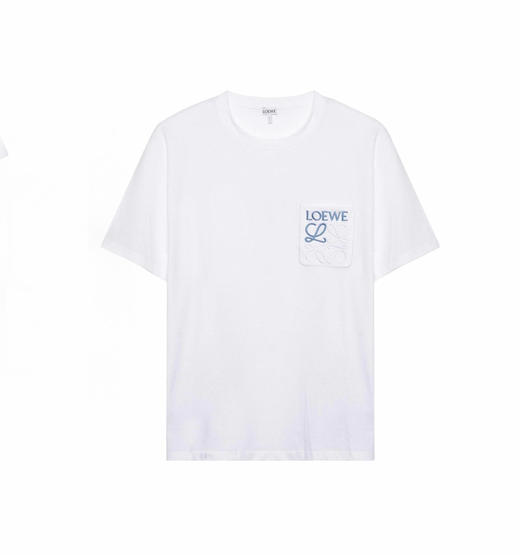 LOE-T 渐变刺绣口袋白T恤 商品图0
