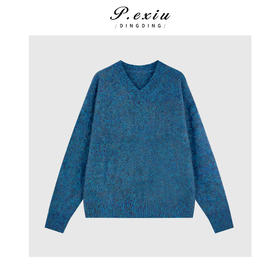 04-2潘依绣丁丁宠粉100%绵羊毛花纱混纺软糯V领长袖针织上衣KY2598