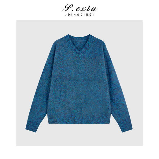 04-2潘依绣丁丁宠粉100%绵羊毛花纱混纺软糯V领长袖针织上衣KY2598 商品图0