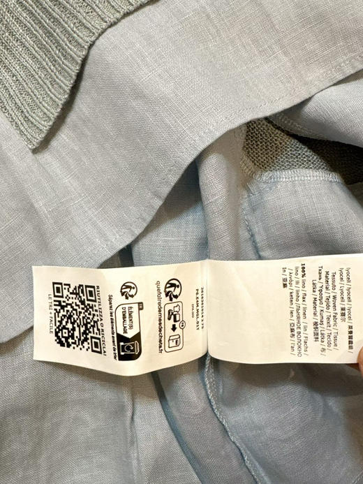 Maxc@假两件亚麻针织T恤。雾霾蓝色/米白/驼色。自己备注号码颜色 商品图12