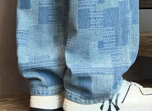 F040517春秋新款情侣款常规款星空纹直筒敞口水洗拖地牛仔裤 商品图7