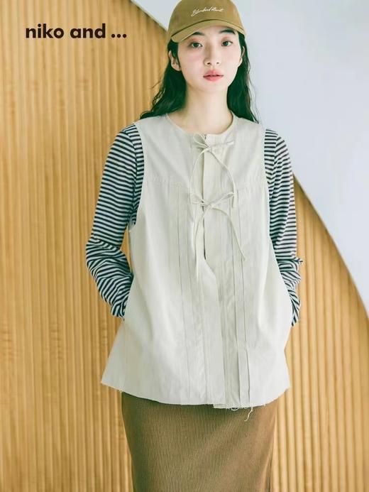 F040502春夏新款复古系带毛边牛仔无袖马甲新中式通勤外搭上衣 商品图6