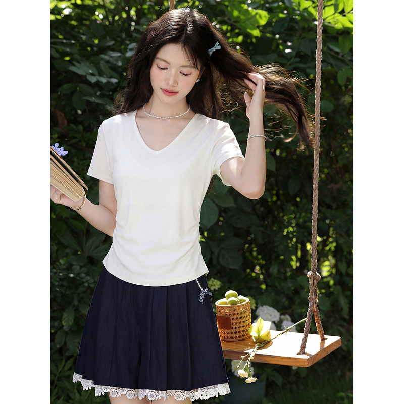 鹿向南【0407/00:00新品一小时5折限100件】78%莱赛尔19%羊毛T恤