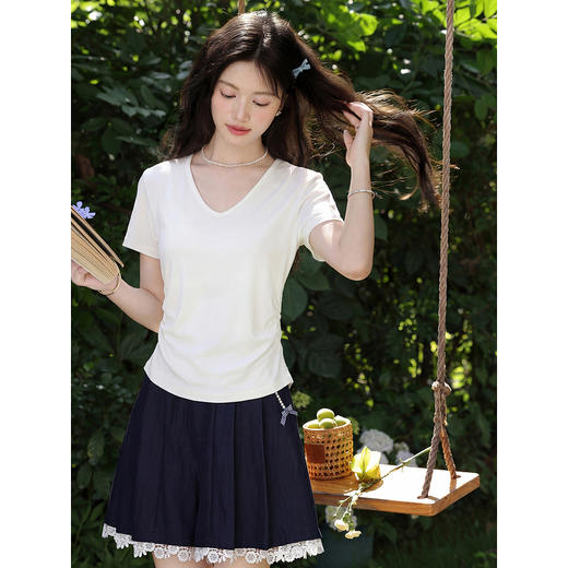 鹿向南【0407/00:00新品一小时5折限100件】78%莱赛尔19%羊毛T恤 商品图0