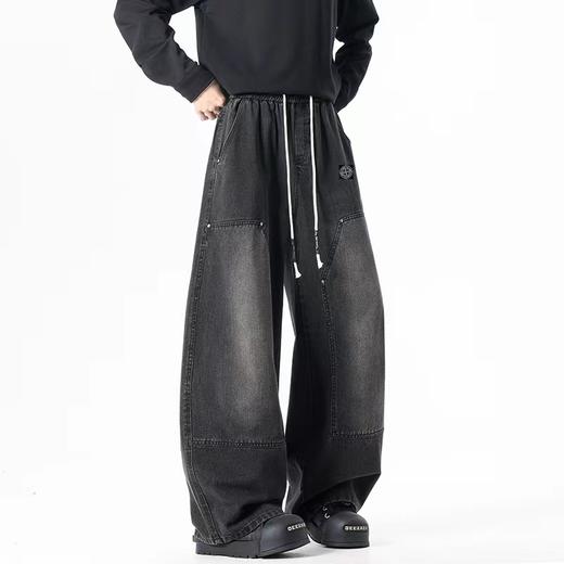 F040519春夏季新款宽松渐变耐磨耐脏高品质重工水洗直筒牛仔裤 商品图3