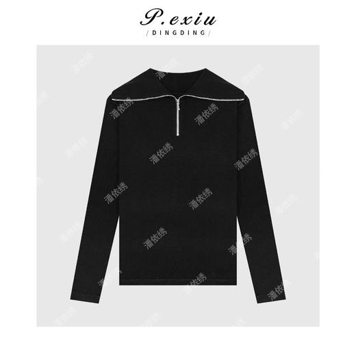 04-2潘依绣丁丁宠粉 超细羊毛简约纯色半拉链高领长袖针织上衣ZZ0972 商品图1