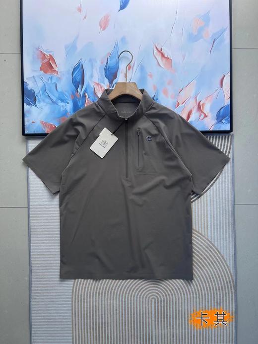 F040525无痕全压胶立领速干户外半拉链口带运动速干T恤短袖 商品图7