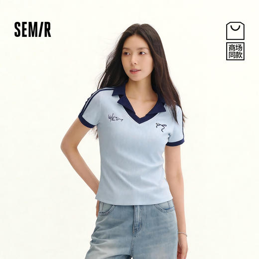 商场同款|森马POLO衫女夏季凉感修身撞色2026新款运动风显瘦上衣 商品图0
