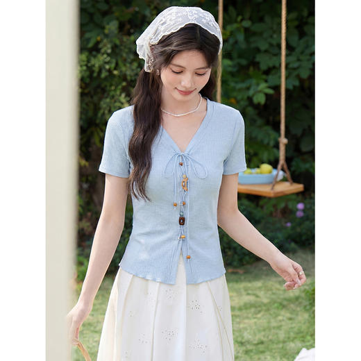 鹿向南【0407/00:00新品】蓝色T恤 商品图4