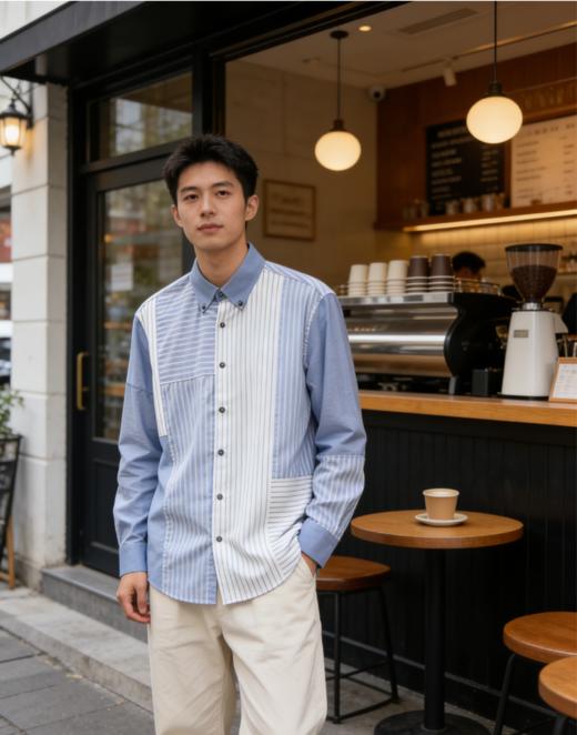 G2000男装SS26商场新款【100%棉】牛津纺拼色休闲衬衫61120964 商品图1