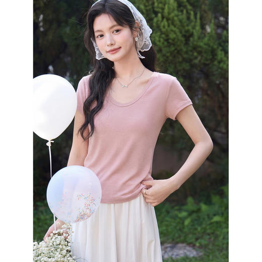 鹿向南【0407/00:00新品】粉色T恤 商品图3