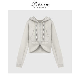 04-2潘依绣丁丁宠粉小众设计高级感显瘦磨绒抽绳连帽外套Q65349