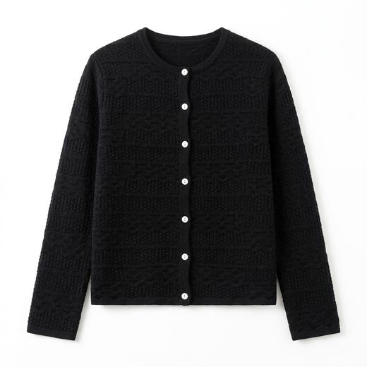 100%Baby小山羊绒~圆领镂空羊绒开衫女百搭针织外套BABY260618 商品图5