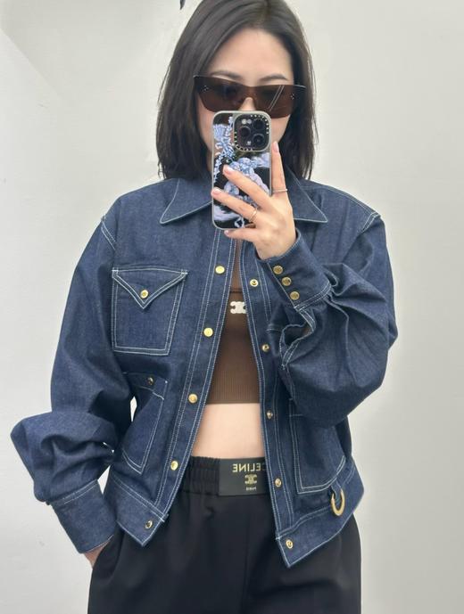 女款金扣泡泡袖牛仔外套la008 商品图3