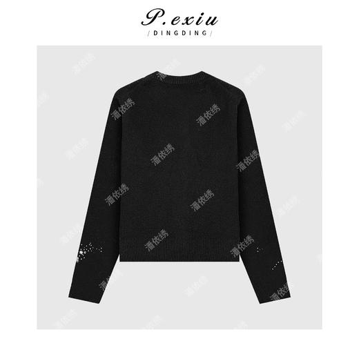 04-2潘依绣丁丁宠粉 羊毛设计感高级感钉珠亮片圆领长袖针织开衫Q28814 商品图1