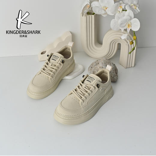 经典鲨2026年春季专柜新品男士韩版平底系带舒适休闲鞋板鞋KF19-613011 商品图0