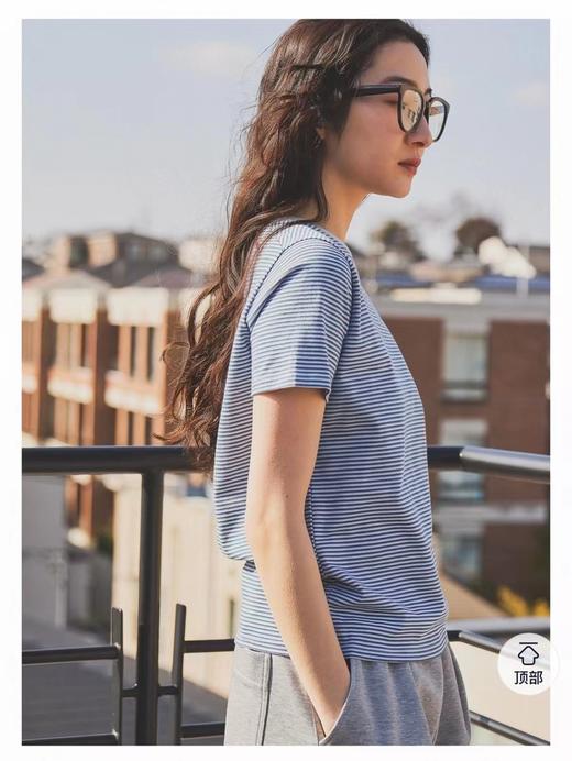 F040509夏季新款复古撞色条纹棉质圆领休闲短袖T恤 商品图11
