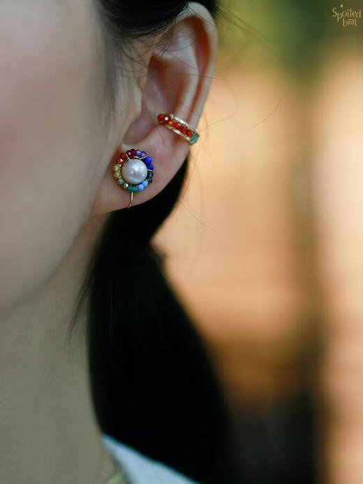 彩虹珍珠耳夹 商品图2