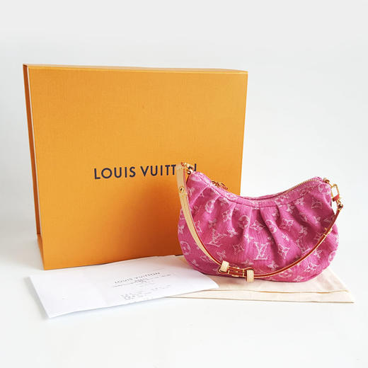 【99新】LV路易威登Pochette Valley手袋M28327粉色Pochette Valley丹宁牛仔豌豆包单肩包女士310326NJS04 商品图1