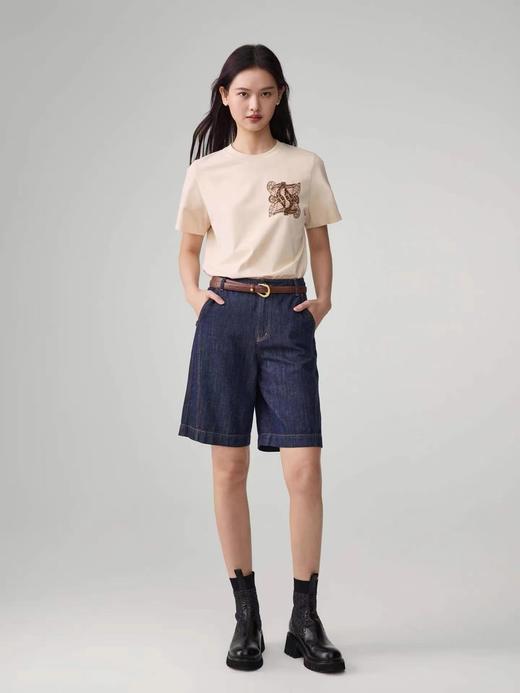 F040506春夏新款水洗麻牛仔混纺高腰阔腿五分牛仔裤 商品图10