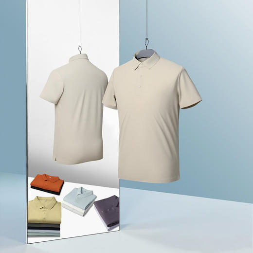 190G新华夫格无缝科技纯色二级贴胶布领短袖（四合扣）  ZT-998# 商品图1