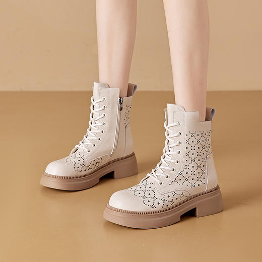 马丁靴单靴英伦风短靴新款复古真皮厚底靴子2805-0 商品图2