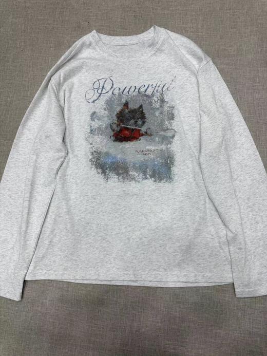 F040503春季新款休闲宽松时尚圆领印花长袖T恤上衣 商品图13