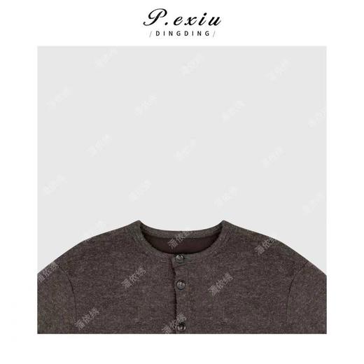 04-2潘依绣丁丁宠粉 韩系复古格纹拼接圆领长袖针织开衫Q25456 商品图2