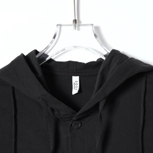 SDSA男装2026新款高贵轻奢日系褶皱刺绣纯色连帽长袖衬衫百搭舒适 商品图2