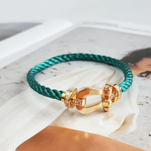 【95新】FRED斐登Force 10手链大号18K黄金半钻Force 10马蹄扣手链 链绳17号中性款280326NJS07 商品图4