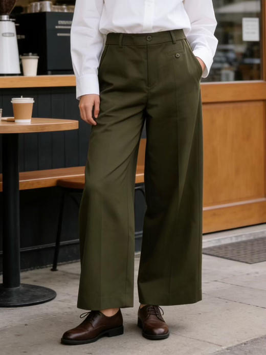 原单新款天丝羊毛混纺九分阔腿直筒裤 商品图3