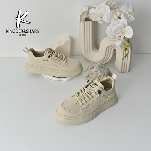 经典鲨2026年春季专柜新品男士韩版平底系带舒适休闲鞋板鞋KF19-613011 商品图2