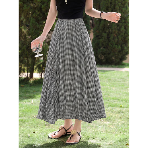 鹿向南【0407/20:00新品】黑色格子半身裙 商品图4