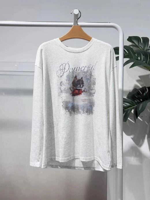 F040503春季新款休闲宽松时尚圆领印花长袖T恤上衣 商品图6