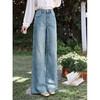 鹿向南「午后漫步」慵懒风蓝色烫钻牛仔裤女夏季新款显瘦气质长裤 商品缩略图1