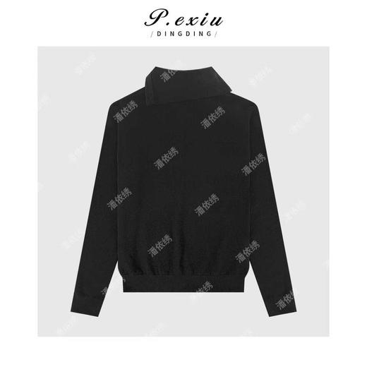 04-2潘依绣丁丁宠粉 100绵羊毛设计感斜半拉链立领长袖针织上衣ZZ1038 商品图2