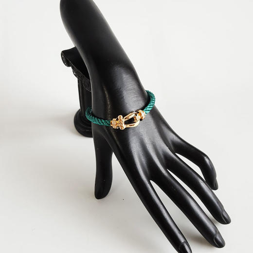 【95新】FRED斐登Force 10手链大号18K黄金半钻Force 10马蹄扣手链 链绳17号中性款280326NJS07 商品图6