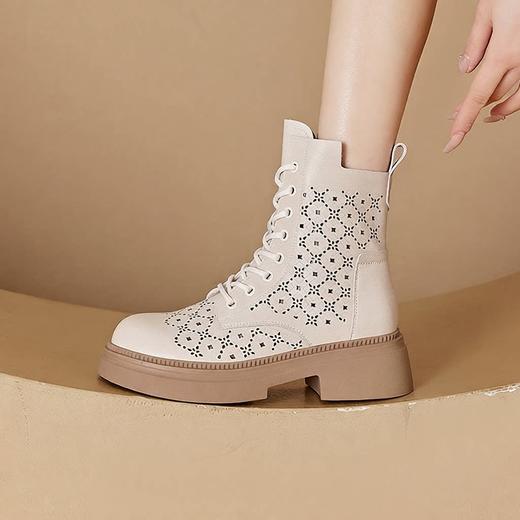 马丁靴单靴英伦风短靴新款复古真皮厚底靴子2805-0 商品图0