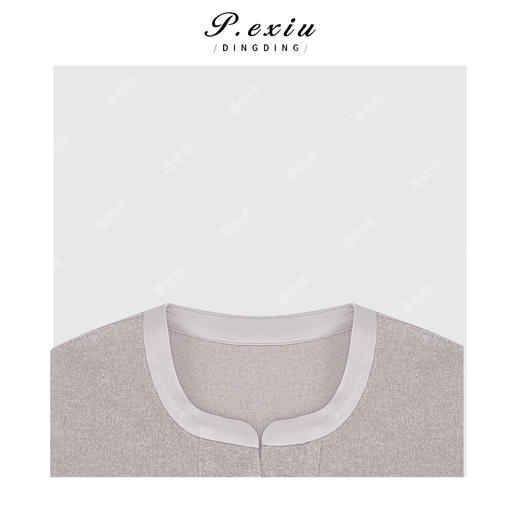 04-2潘依绣丁丁宠粉人丝气质通勤绒面深V领宽松廓形长袖卫衣M9207 商品图2