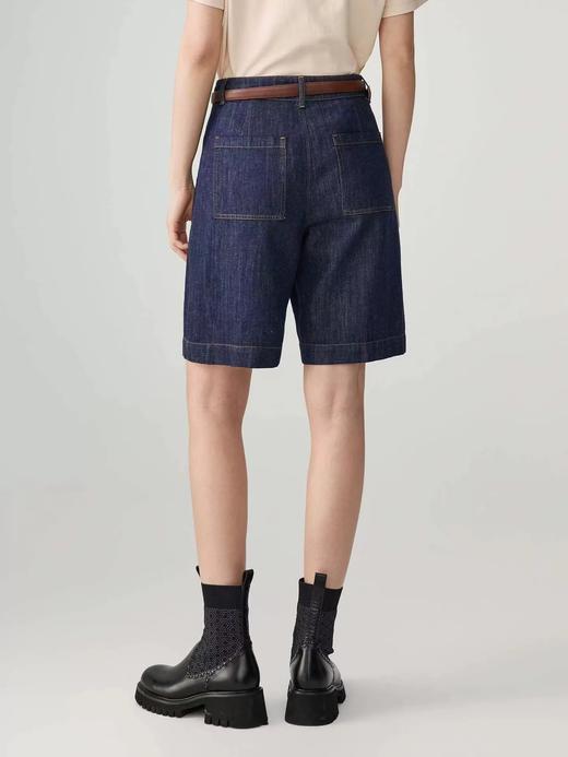 F040506春夏新款水洗麻牛仔混纺高腰阔腿五分牛仔裤 商品图7